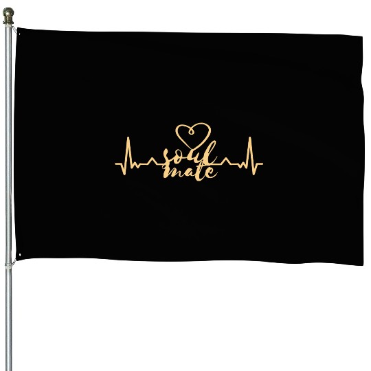 Soulmate Valentinsday heartbeat House Flags