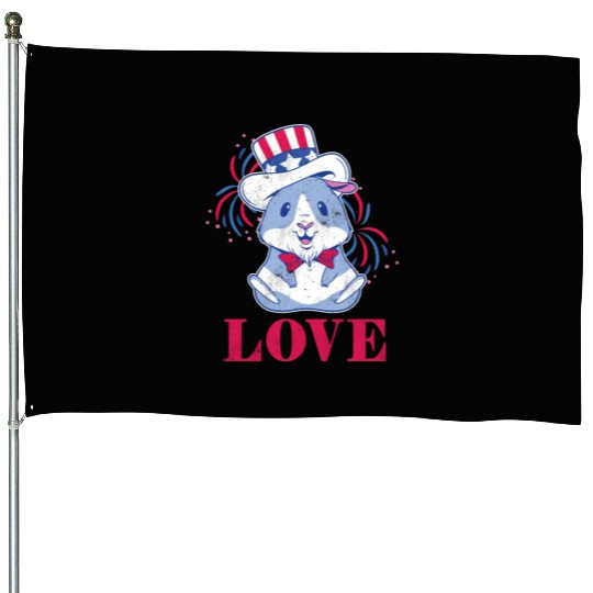 Love America American Pig Guinea USA 4th Of July House Flags