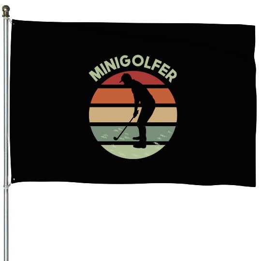 Minigolfing sunrise logo design with golfer House Flags