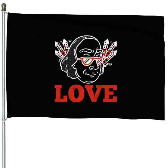 Love America Washington USA Flag 4th Of July House Flags