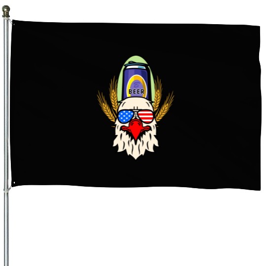 funny patriotic mullet beer 4th of july summer House Flags