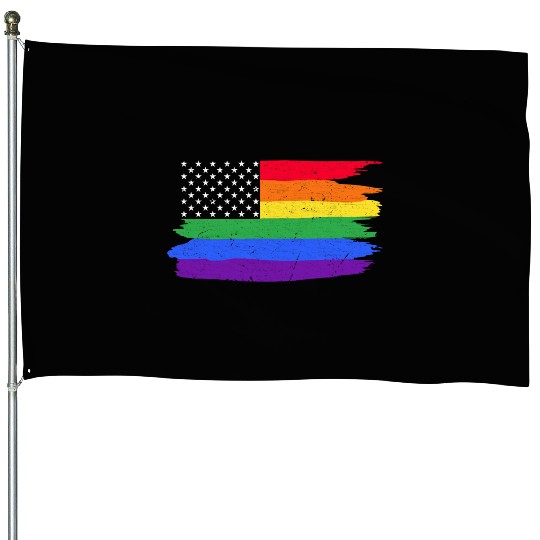 LGBTQ American Flag Colorful Lesbian Gay Pride House Flags