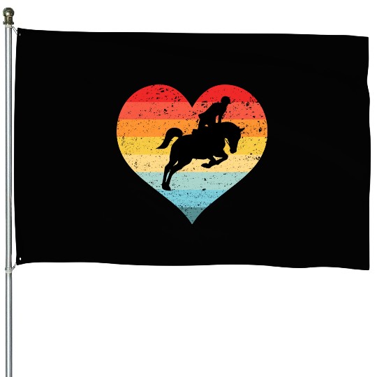 Retro Sunset Horse Lover Rider Equestrian Horseman House Flags