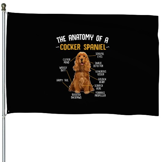 Funny Anatomy Of A Cocker Spaniel Dog Lover House Flags
