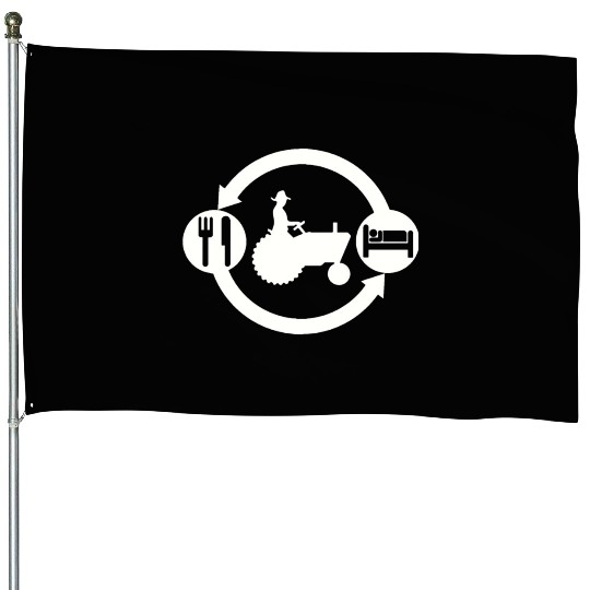 EAT SLEEP FARM House Flags