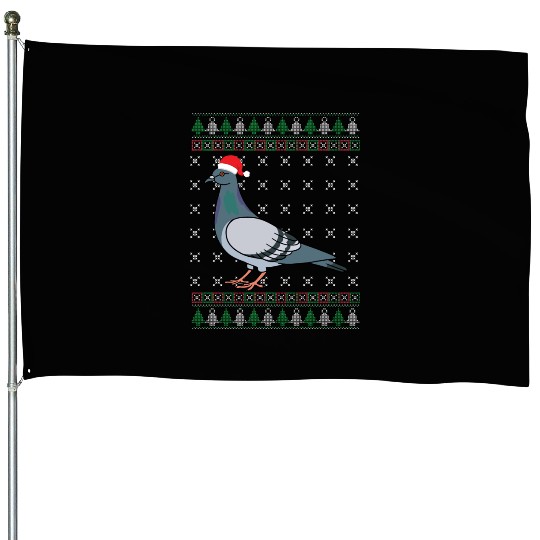 Christmas Pigeon Funny Bird Lover Xmas Gift House Flags