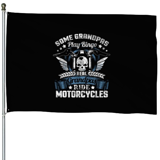 Real Grandpa Motorcycle Biker House Flags