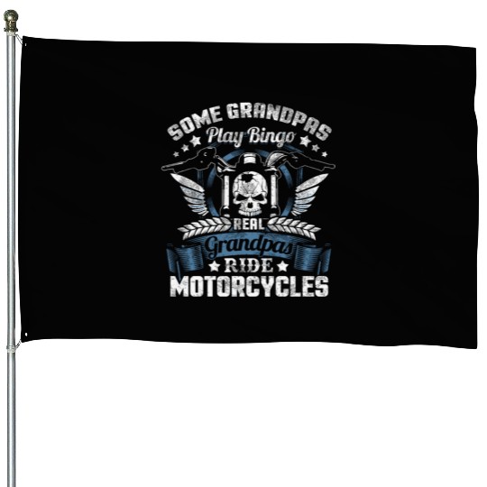 Real Grandpa Motorcycle Biker House Flags