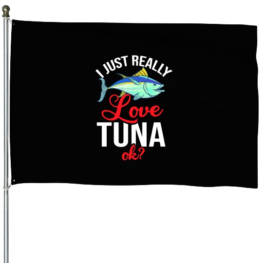 Red Tuna Fish Bluefin Fishing Salad House Flags