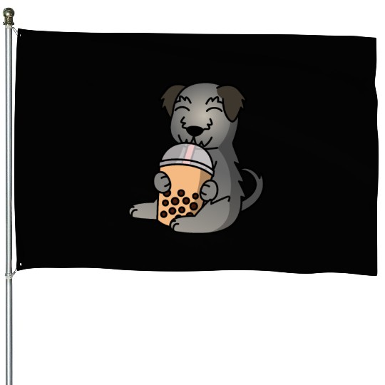Boba Bubble Tea Irish Wolfhound House Flags
