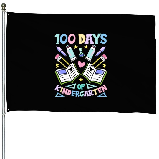 100 Days Of Kindergarten Sayings Sweet Team Cute House Flags