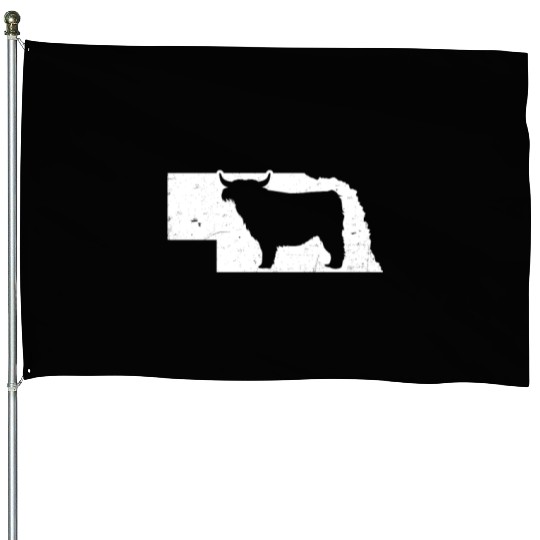 Highland Cow Patriotic Nebraska 4th July House Flags