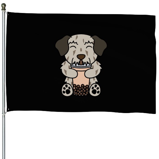 Boba Bubble Tea Irish Wolfhound House Flags