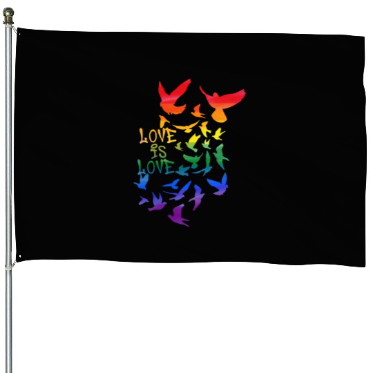 love is love, doves, dove, graffit,colorful House Flags