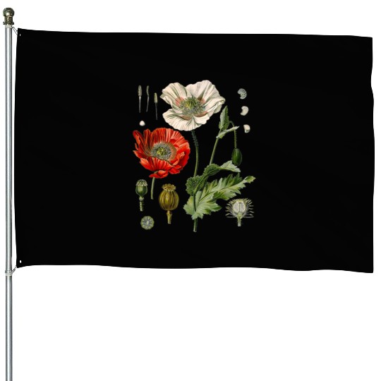 Red Poppy flower Botanical Poppies Red Poppy House Flags