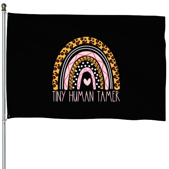 Tiny Human Tamer Bohemian Rainbow Daycare Teacher House Flags