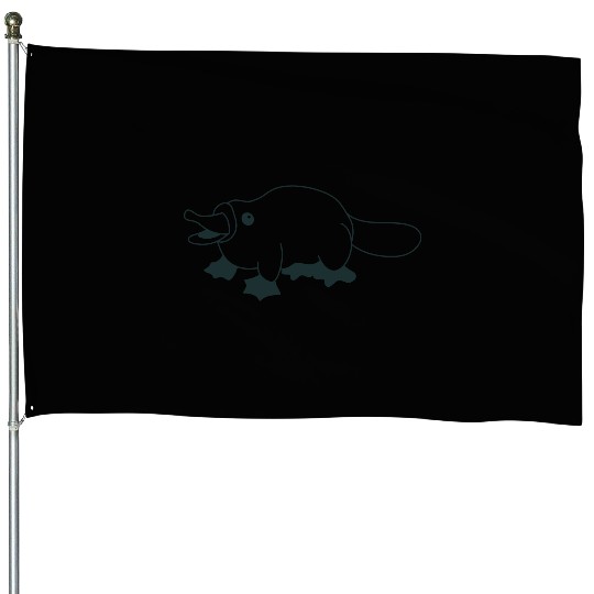 Cute little walking squat platypus House Flags