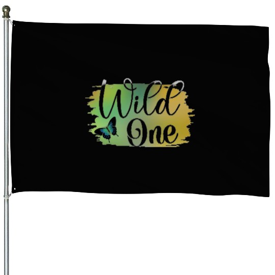 Wild One Butterfly House Flags