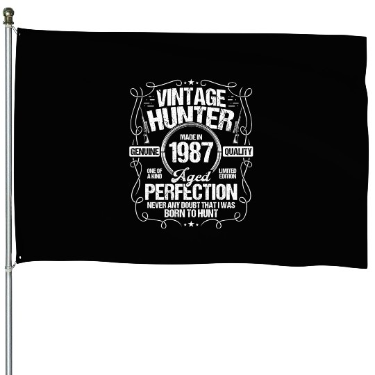 1987 Hunting for Boar Hunter Dog 1987 Year Born House Flags