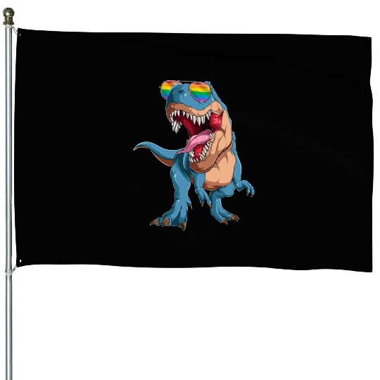 Funny Trex LGBT Gay Pride Rainbow Flag House Flags