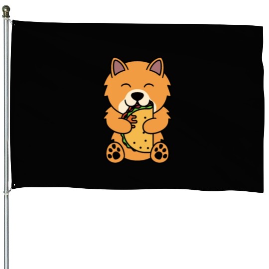 Pomeranian Taco Lover House Flags
