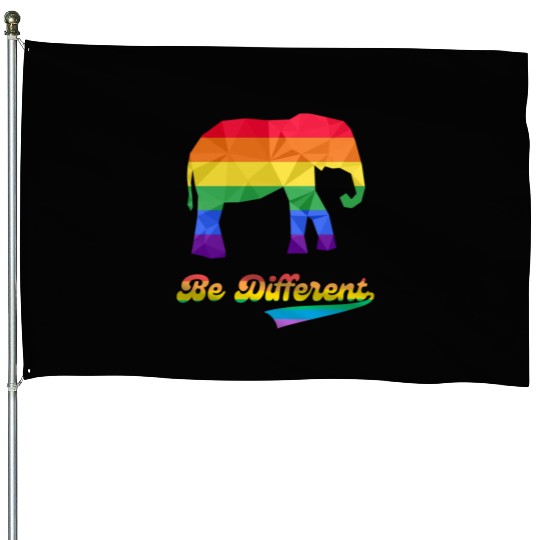 Gay Pride Elephant LGBTQ Rainbow Flag House Flags
