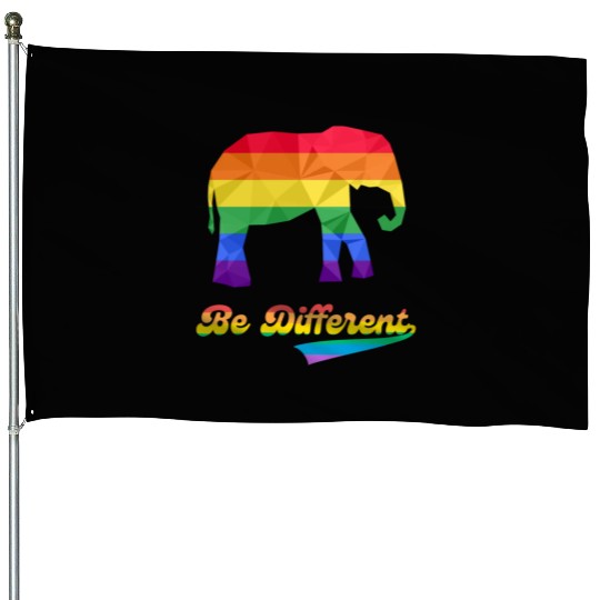 Gay Pride Elephant LGBTQ Rainbow Flag House Flags