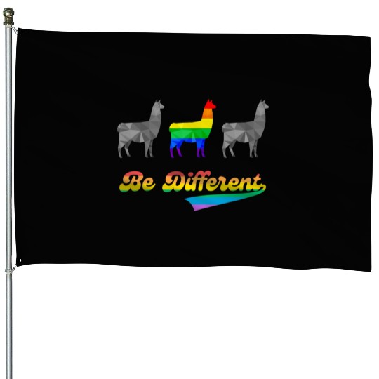 Llama Alpaca LGBTQ Gay Pride Rainbow Flag Differen House Flags