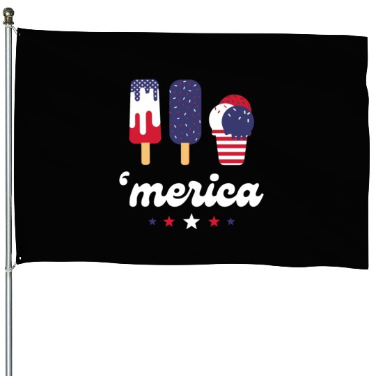 Ice Cream Patriotic Popsicles US Flag Merica House Flags