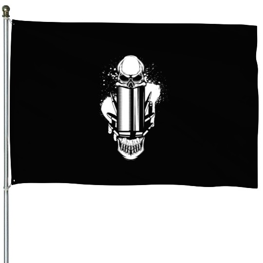 Bullets and Skull Roses Aesthetic Dripping Pattern House Flags