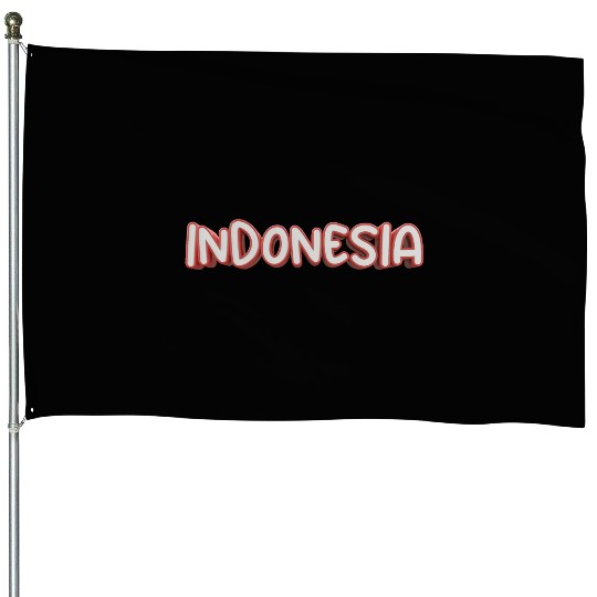 text indonesia red and white color isolated 3d House Flags