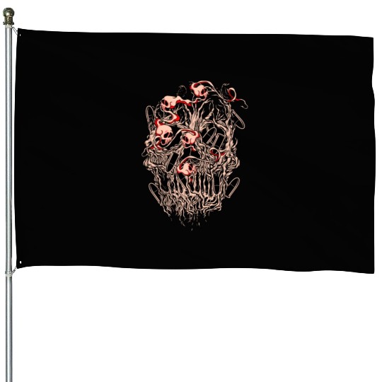 Bullets and Skull Roses Aesthetic Dripping Pattern House Flags