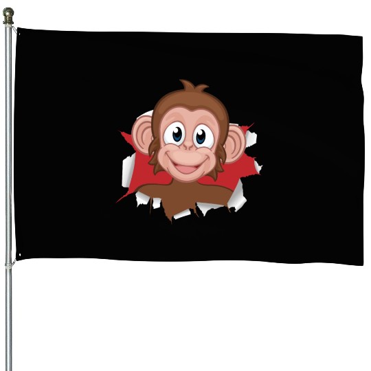 Monkey Children Monkey Child Chimpanzee House Flags