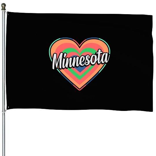 Minnesota Colorful Heart Gift House Flags