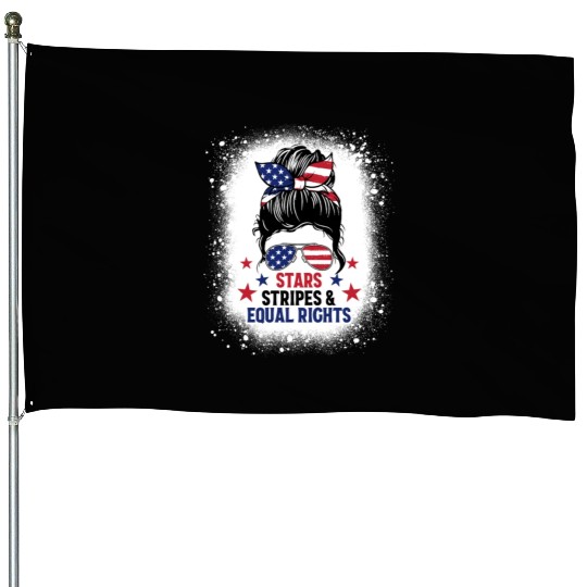 USA Messy Bun Bleached Stars Stripes Equal Rights House Flags