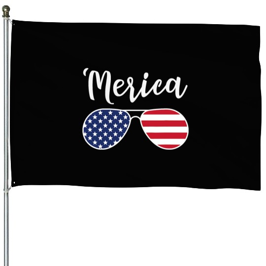 Merica Red Whie And Blue Stars Stripes Sunglasses House Flags