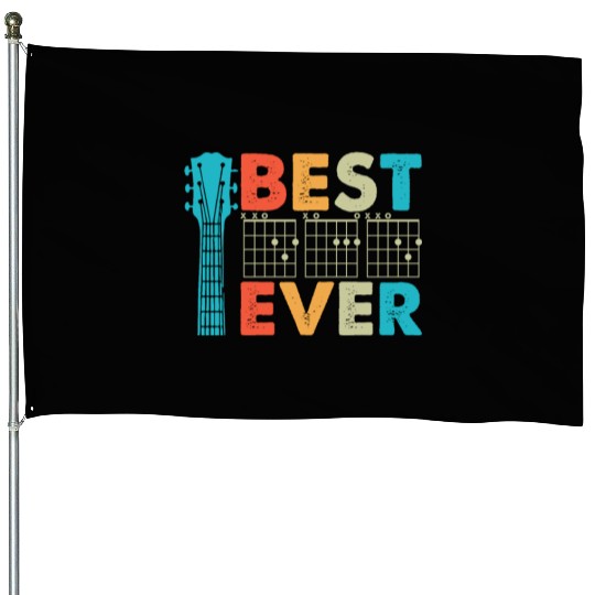 Best Dad Ever Funny Guitar Lover Vintage Father House Flags