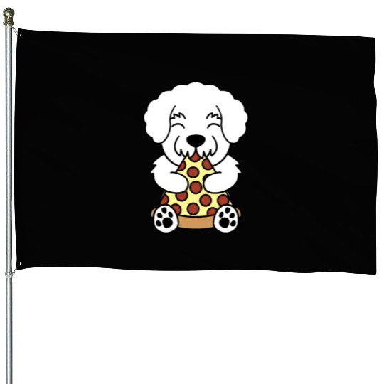 Bichon Frise Pizza Lover House Flags