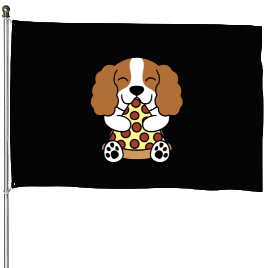 Cavalier King Charles Spaniel Pizza Lover House Flags