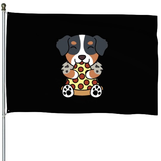 Australian Shepherd Pizza Lover House Flags