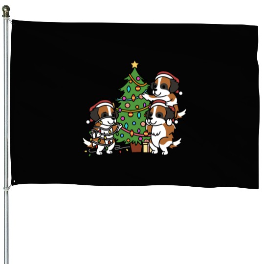 Saint Bernard Christmas Tree House Flags
