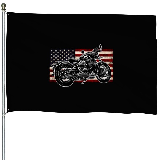 Distressed Flag Vintage Bobber Bike Motorcycle House Flags