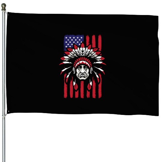 Native American Chief US Flag Indian House Flags