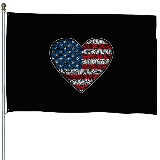 US Patriotic Heart with US FLAG 4th of july House Flags