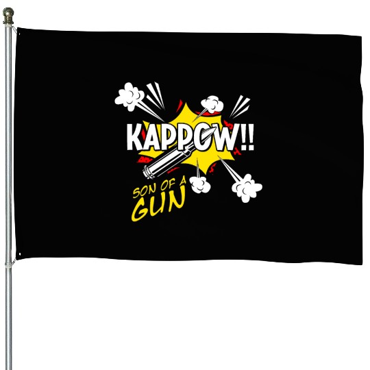 Kappow Bullets Gun Explosion Big bang Aesthetic House Flags