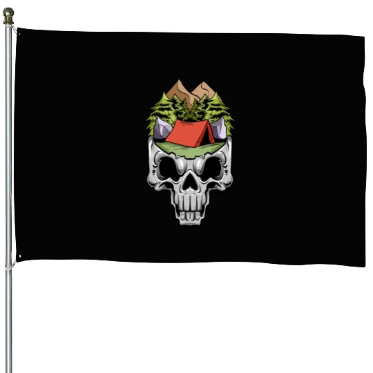 Camper Campsite Skull Skeleton Head Camp Camping House Flags