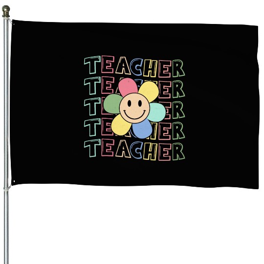 Retro Teacher Teacher Teacher Life Kindergarten House Flags