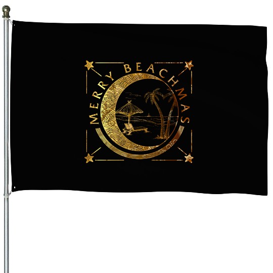Coastal Beach Christmas In July House Flags, Merry