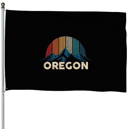 Oregon Vintage Mountains Nature Hiking Gift House Flags