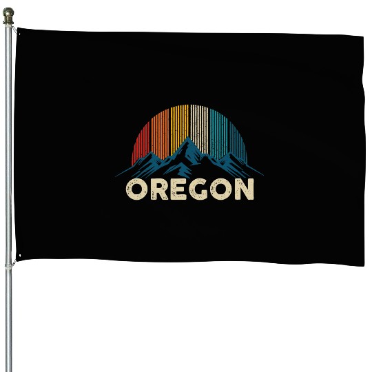 Oregon Vintage Mountains Nature Hiking Gift House Flags